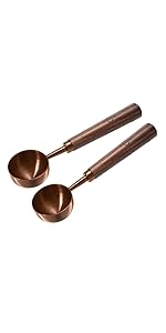 Vintage Coffee Measuring Spoon - 304 Stainless Steel, Coffee Scoop,10g Capacity, Walnut Handle - Perfect for Coffee, Tea, and More (Rose Gold)