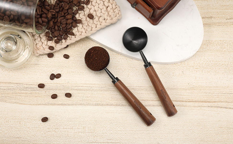 Vintage Coffee Measuring Spoon - 304 Stainless Steel, Coffee Scoop,10g Capacity, Walnut Handle - Perfect for Coffee, Tea, and More (Rose Gold)