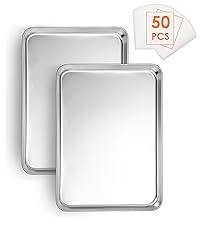 E-far Toaster Oven Tray, 10.5”x8.3” Stainless Steel Small Baking Cookie Sheet, Compact Non-toxic Metal Baking Pan for Cake, Healthy & Rust Free, Mirror Finish & Dishwasher Safe, 1 Pack