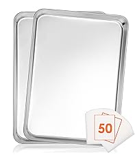 E-far Toaster Oven Tray, 10.5”x8.3” Stainless Steel Small Baking Cookie Sheet, Compact Non-toxic Metal Baking Pan for Cake, Healthy & Rust Free, Mirror Finish & Dishwasher Safe, 1 Pack