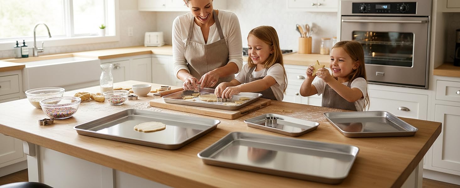E-far Toaster Oven Tray, 10.5”x8.3” Stainless Steel Small Baking Cookie Sheet, Compact Non-toxic Metal Baking Pan for Cake, Healthy & Rust Free, Mirror Finish & Dishwasher Safe, 1 Pack