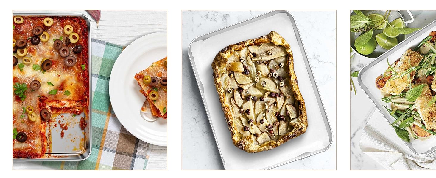 E-far Toaster Oven Tray, 10.5”x8.3” Stainless Steel Small Baking Cookie Sheet, Compact Non-toxic Metal Baking Pan for Cake, Healthy & Rust Free, Mirror Finish & Dishwasher Safe, 1 Pack