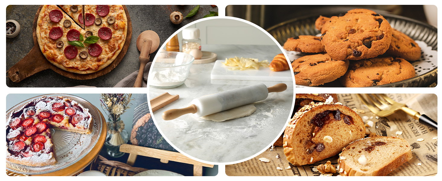 Koville Marble Rolling Pin, Non-Stick African Stone Polished Dough Roller, Pasta, Dumpling, Ravioli, Fondant, Pie Crust, Kitchen Baking Pastry Tools(Namib Fantasy)