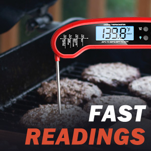 Meat Thermometer Digital, Instant Read Meat Thermometer for Grill and Cooking, Waterproof Food Thermometer for Kitchen and Outside, BBQ, Turkey, Candy, Liquids, Beef