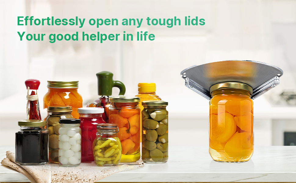 Upgraded Stainless Steel Under Cabinet Jar Opener for Seniors, Under Cabinet Jar Openers for Weak Hands, Jar Lid & Bottle Cap Opener Tool, Under Counter Can Opener, One Handed Jar opener