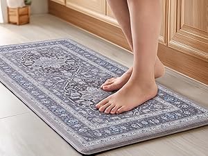 FRESHMINT Anti Fatigue Kitchen Mats Set 2 PCS, Waterproof & Non-Skid Medallion Kitchen Rugs, Cushioned Kitchen Floor Mats for Standing Washable Comfort Kitchen Runners for Lanudry, Office, Sink