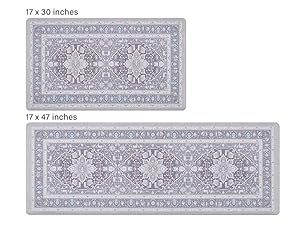 FRESHMINT Anti Fatigue Kitchen Mats Set 2 PCS, Waterproof & Non-Skid Medallion Kitchen Rugs, Cushioned Kitchen Floor Mats for Standing Washable Comfort Kitchen Runners for Lanudry, Office, Sink