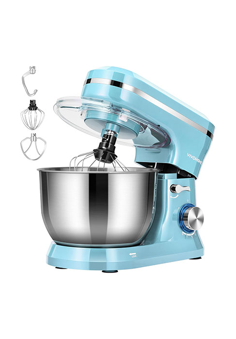 VIVOHOME 6-in-1 Stand Mixer, 8.5 Quart Electric Tilt-Head Kitchen Mixer with Bowl, Multifunctional Food Mixer for Cake, Bread, and Dough, with Meat Grinder, Blender, Pasta Maker Attachments, Blue