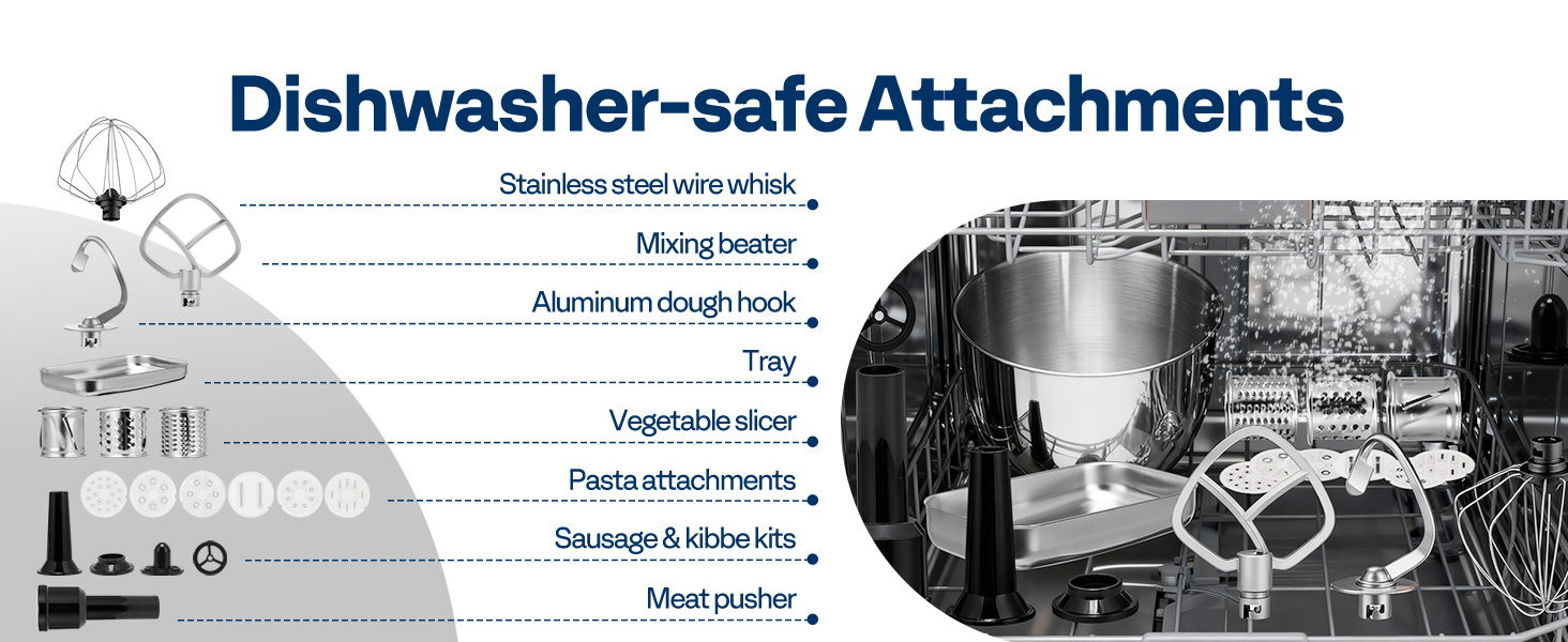 VIVOHOME 6-in-1 Stand Mixer, 8.5 Quart Electric Tilt-Head Kitchen Mixer with Bowl, Multifunctional Food Mixer for Cake, Bread, and Dough, with Meat Grinder, Blender, Pasta Maker Attachments, Blue