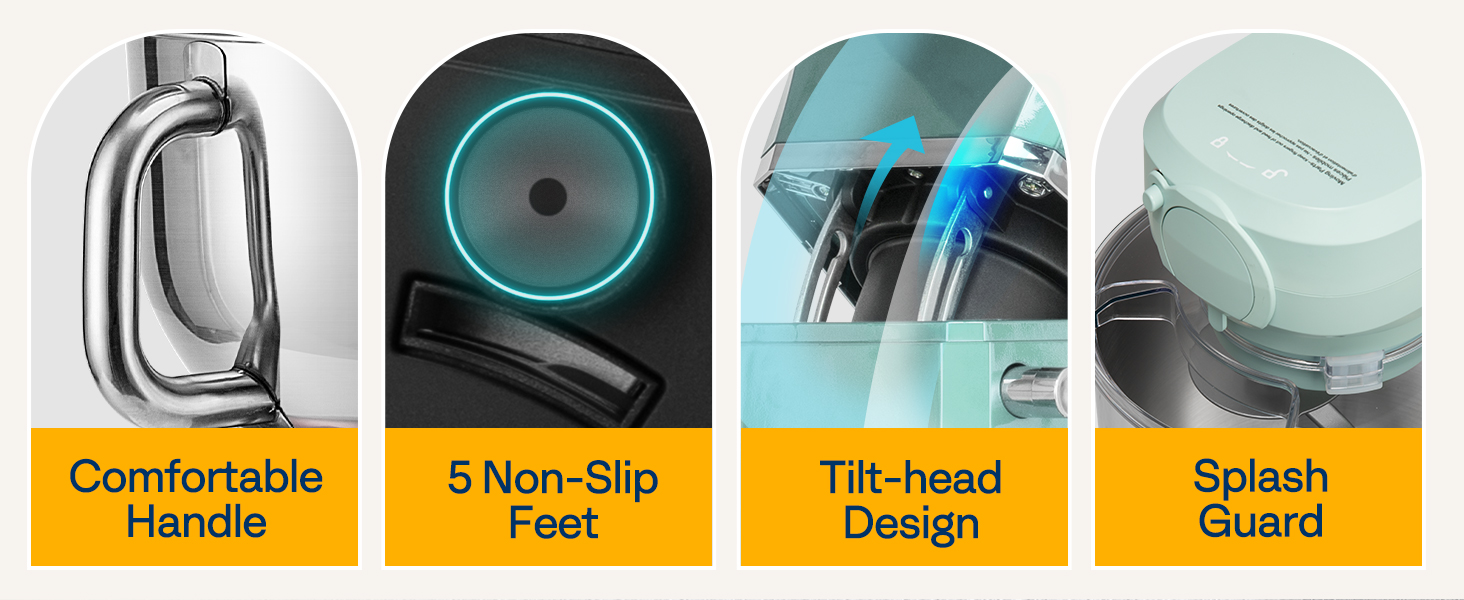 VIVOHOME 6-in-1 Stand Mixer, 8.5 Quart Electric Tilt-Head Kitchen Mixer with Bowl, Multifunctional Food Mixer for Cake, Bread, and Dough, with Meat Grinder, Blender, Pasta Maker Attachments, Blue