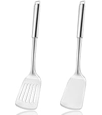 14-in Spatula Set, 18/0 Stianless Steel Heavy Duty Turner & Slotted Spatula, Kitchen Cooking Utensils Set, High Heat Resistant, Grilling Frying Serving Food, Pack of 2