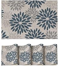 Artoid Mode Brown Poppy Floral Vinyl Plastic Placemats Set of 4, Washable Non-Slip PVC Table Mats for Party Kitchen Dining Decor, 12x18 Inch