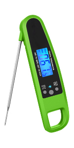 New 2-in-1 Instant Read Meat Thermometer for Cooking, Fast & Precise Digital Food Thermometer with Backlight, Magnet, Waterproof and Dual Foldable Probe for Kitchen Oven, Deep Fry, BBQ, Grill (Black)