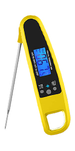 New 2-in-1 Instant Read Meat Thermometer for Cooking, Fast & Precise Digital Food Thermometer with Backlight, Magnet, Waterproof and Dual Foldable Probe for Kitchen Oven, Deep Fry, BBQ, Grill (Black)