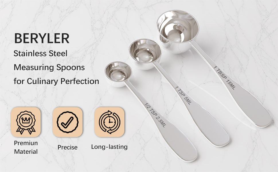 1PCS 1tsp(1/3tbsp, 5 ml) Single Measuring Spoon, Stainless Steel Individual Teaspoon, Metal Measure Scoop with Gift Box