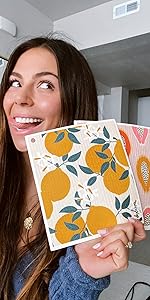 Papaya Reusable Paper Towels, Premium Swedish Dishcloths with Hook, Non-Scratch Reusable Paper Towel, 1 Sheet Replaces 17 Rolls - 2 Sheets, 1 Hook
