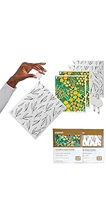 Papaya Reusable Paper Towels, Premium Swedish Dishcloths with Hook, Non-Scratch Reusable Paper Towel, 1 Sheet Replaces 17 Rolls - 2 Sheets, 1 Hook
