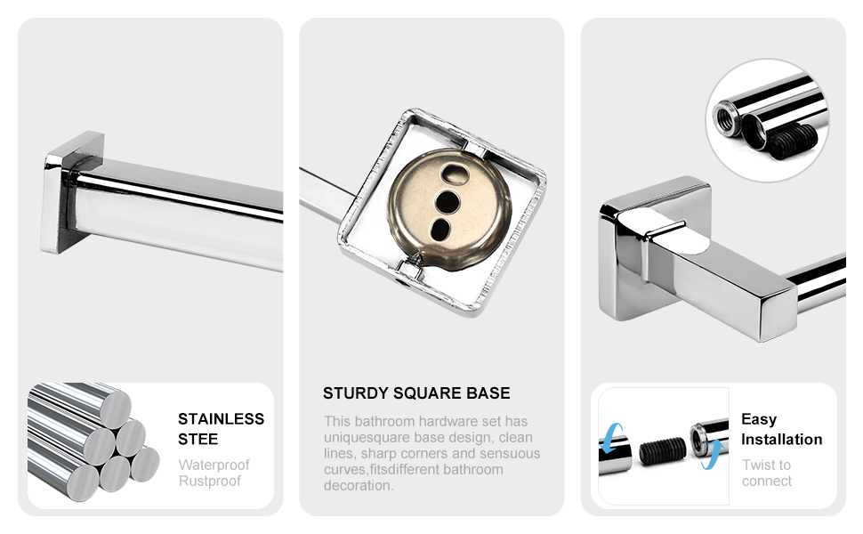 5 Pieces Polished Chrome Bathroom Hardware Accessories Set,Stainless Steel 23.6