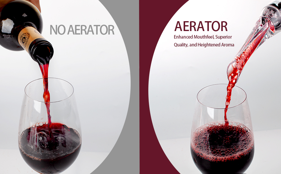 Wine Aerator Pourer Spout Diffuser - Wine Decanter with Aerator Attaches to Wine Bottle for Enhanced Flavor | Premium Quality Wine Air Aerator with Reusable Silicone Wine Stopper | No Drip or Spill