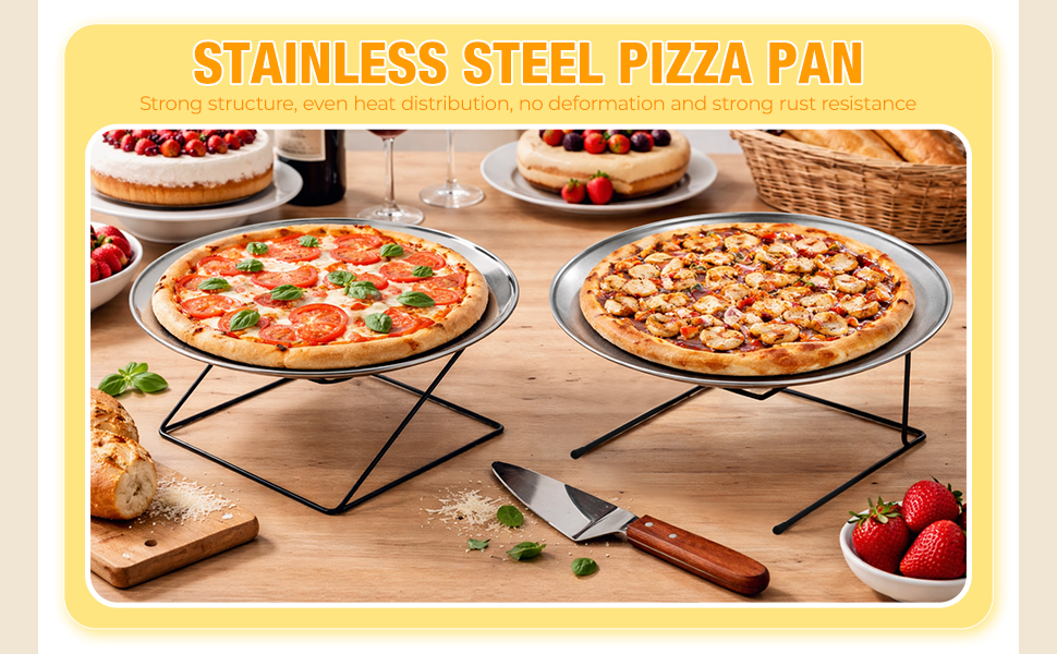 12 Pcs Pizza Stand Set: 4 Metal Stands, 4 Pizza Pans, 4 Spatulas for Weddings, Party(Gold,Round)