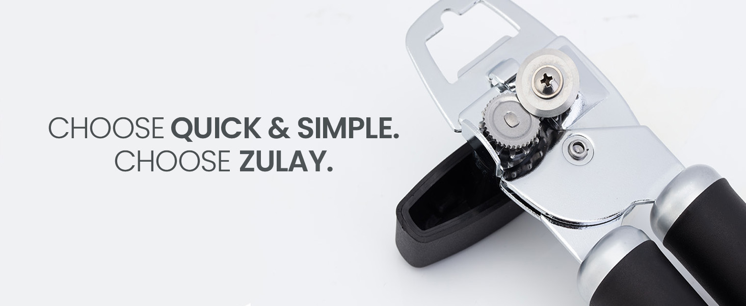 Zulay Kitchen Heavy Duty Stainless Steel Can Opener Manual with Bottle Opener - Rust Proof Manual Can Opener With Turn Knob & Comfy Soft Grip Handles - Royal Blue