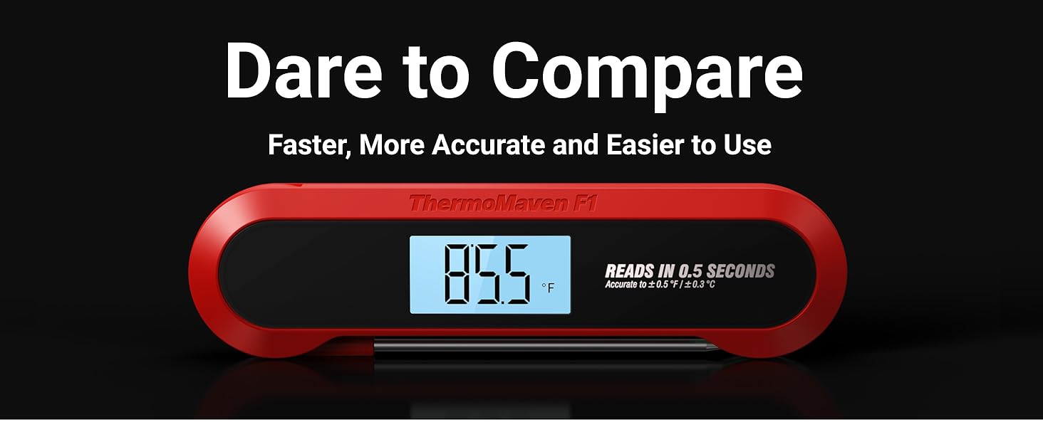 Professional 3X Faster 0.5sec Instant Read Meat Thermometer Digital, High Accuracy ±0.5°F, IP67 Waterproof, Auto Wake/Sleep & Rotate Display, NSF & NIST Certified, Backlight Fry Oil Candy Thermometer