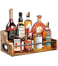 KLM Liquor Bottle Display Shelf, Coffee Syrup Rack Organizer, 3 Step Countertop Liquor Wine Rack, mini bar,liquor cabinet, Home Retro Bar Shelf Stand for Liquor Whiskey, Spirits