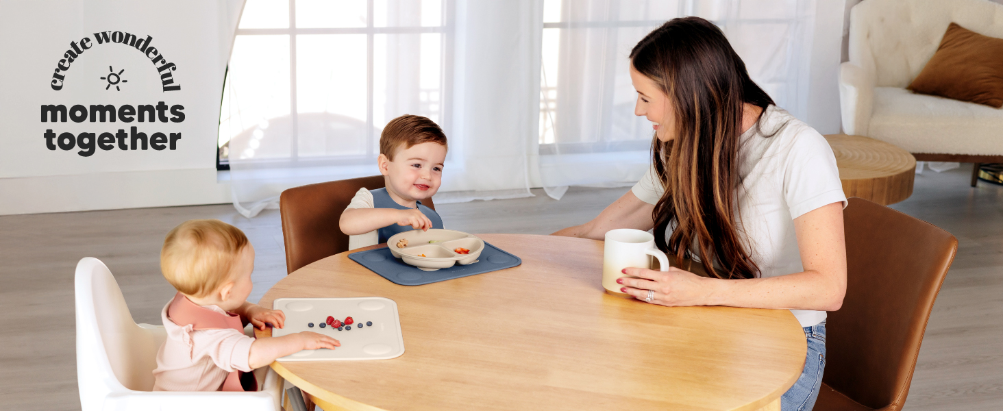 KeaBabies 2pk Silicone Placemats for Toddlers, Kids - 12x9 Non Slip Suction Baby Silicone Placemat for Restaurants, Dining Table,Travel, Easy to Clean, Food Grade/BPA-Free,Small Baby Table Mat(Slate)