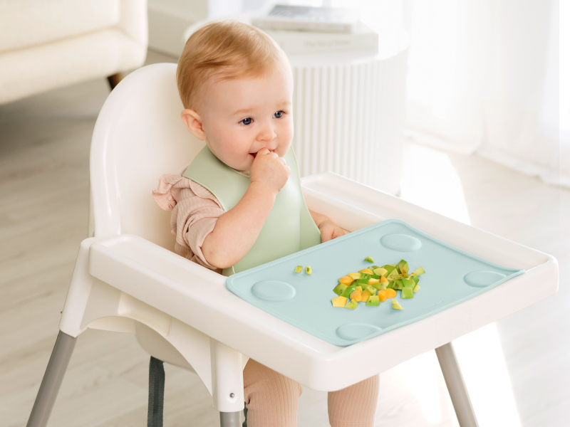 KeaBabies 2pk Silicone Placemats for Toddlers, Kids - 12x9 Non Slip Suction Baby Silicone Placemat for Restaurants, Dining Table,Travel, Easy to Clean, Food Grade/BPA-Free,Small Baby Table Mat(Slate)