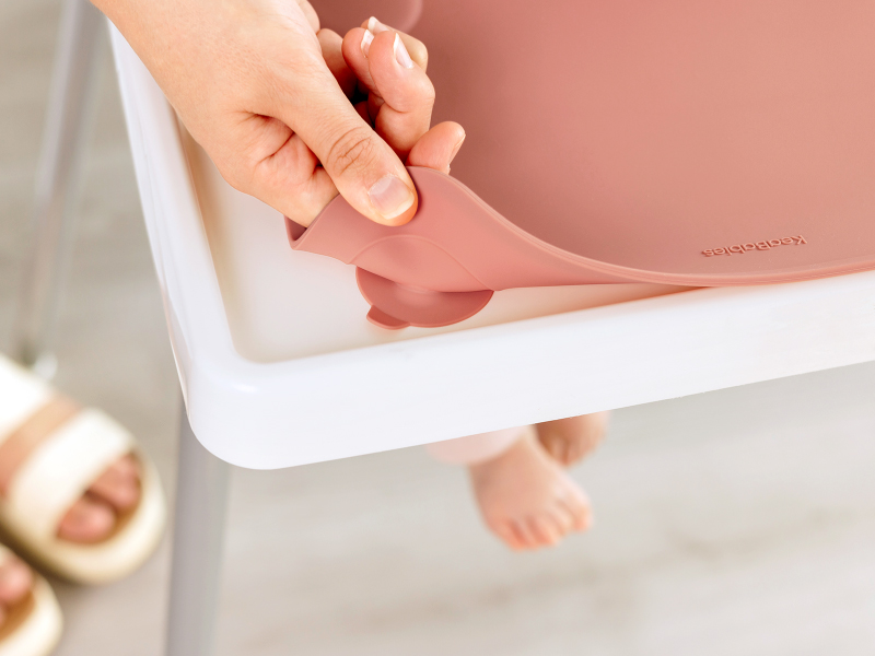 KeaBabies 2pk Silicone Placemats for Toddlers, Kids - 12x9 Non Slip Suction Baby Silicone Placemat for Restaurants, Dining Table,Travel, Easy to Clean, Food Grade/BPA-Free,Small Baby Table Mat(Slate)