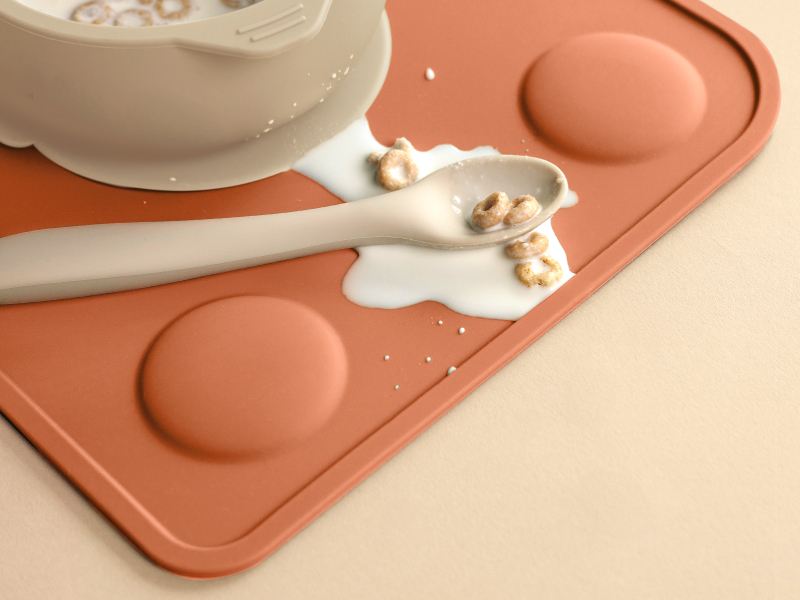 KeaBabies 2pk Silicone Placemats for Toddlers, Kids - 12x9 Non Slip Suction Baby Silicone Placemat for Restaurants, Dining Table,Travel, Easy to Clean, Food Grade/BPA-Free,Small Baby Table Mat(Slate)