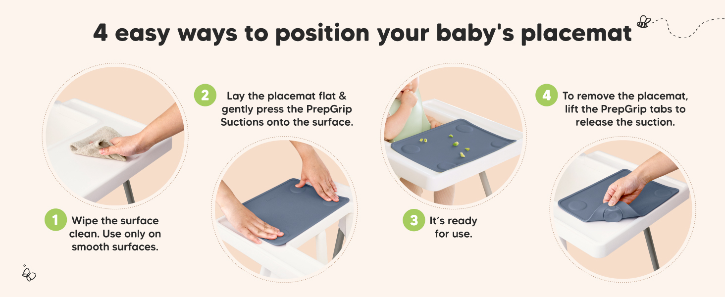 KeaBabies 2pk Silicone Placemats for Toddlers, Kids - 12x9 Non Slip Suction Baby Silicone Placemat for Restaurants, Dining Table,Travel, Easy to Clean, Food Grade/BPA-Free,Small Baby Table Mat(Slate)