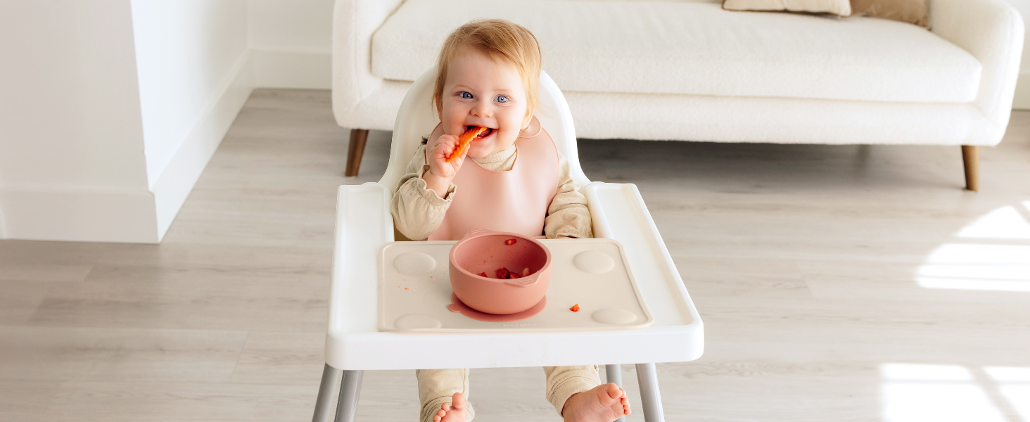 KeaBabies 2pk Silicone Placemats for Toddlers, Kids - 12x9 Non Slip Suction Baby Silicone Placemat for Restaurants, Dining Table,Travel, Easy to Clean, Food Grade/BPA-Free,Small Baby Table Mat(Slate)