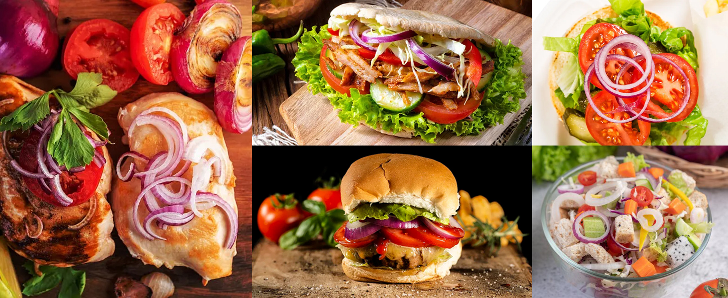 Hendiy Onion Slicer Holder, Large Onion Holder for Slicing Stainless Steel Tomato Cutter Vegetable Slicer Cutter Holder for Potato and Avocados, Eggs, Assistant Tool for Slicing Lemon