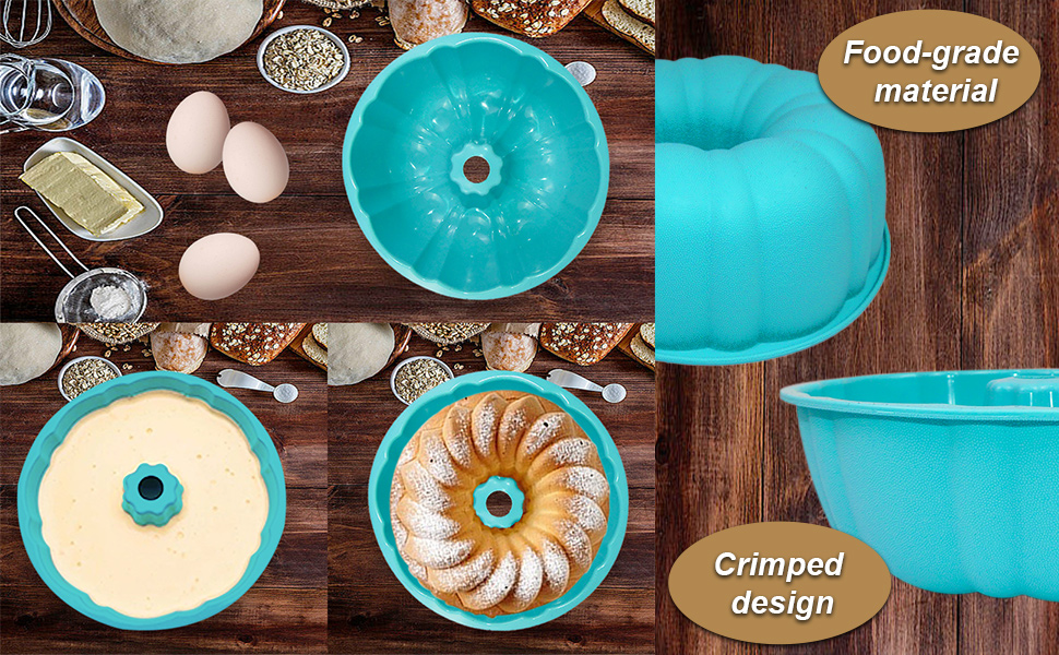 10 Inch Round Silicone Cake Pan, Non-Stick Silicone Baking Mold, Bakeware for Cake, Jello, Gelatin (Red, 1 Pack)