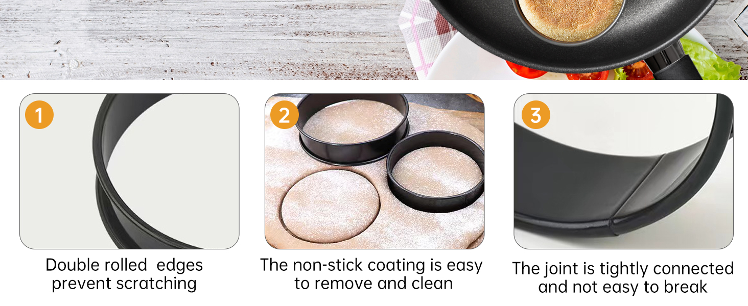 Crumpet Rings, 16Pack Nonstick English Muffin Ring, Outer diameter 4 Inch+3.3Inch Food-Grade Stainless Steel Tart Rings. More Convenient to Take the Food of The Bakery Ring Mold.