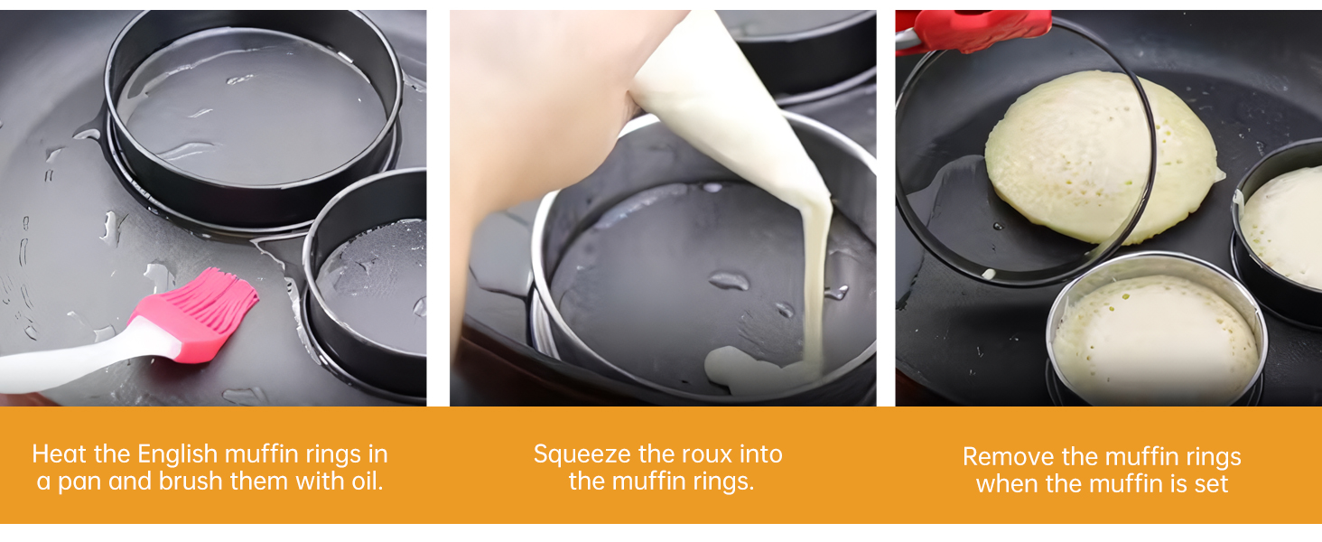 Crumpet Rings, 16Pack Nonstick English Muffin Ring, Outer diameter 4 Inch+3.3Inch Food-Grade Stainless Steel Tart Rings. More Convenient to Take the Food of The Bakery Ring Mold.