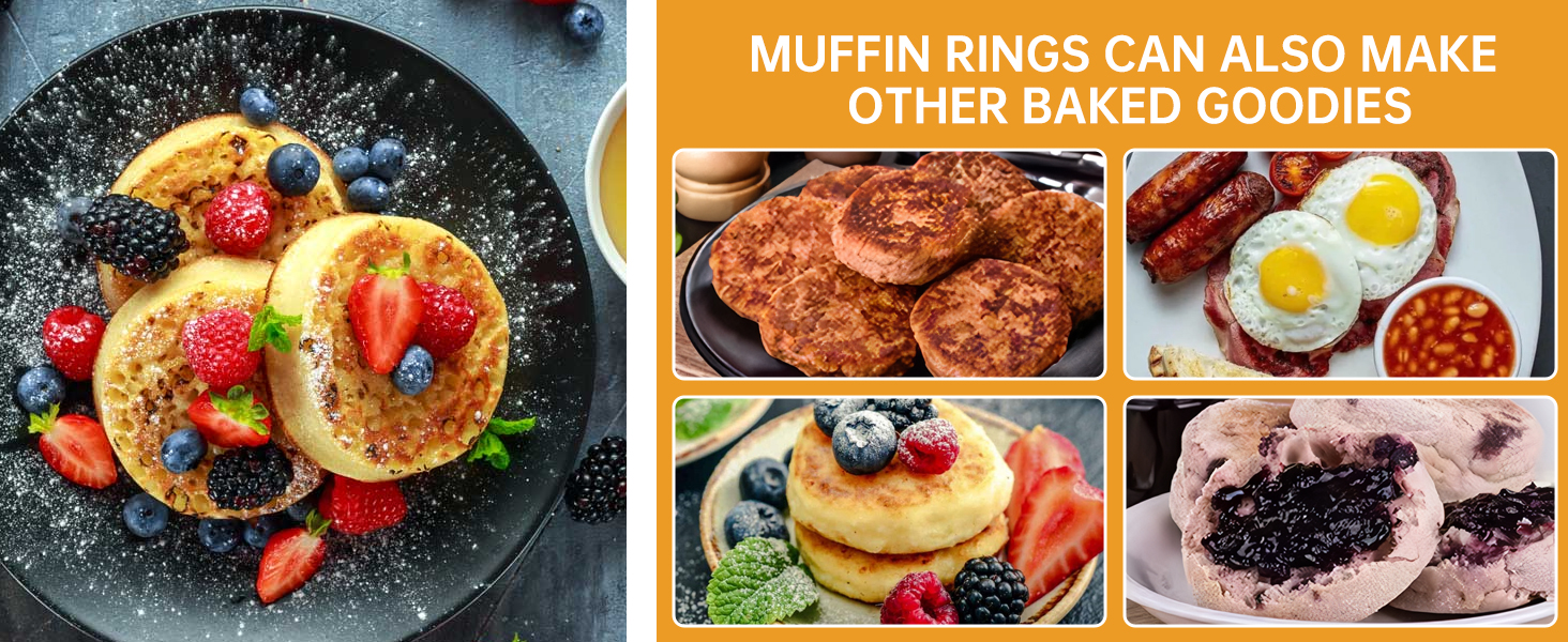 Crumpet Rings, 16Pack Nonstick English Muffin Ring, Outer diameter 4 Inch+3.3Inch Food-Grade Stainless Steel Tart Rings. More Convenient to Take the Food of The Bakery Ring Mold.