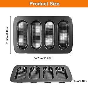 Hot Dot Bun Pan, Carbon Steel Non-Stick Baguette Pan Bread Mold Mini Baguette Sandwich Baking Tray for Oven Baker