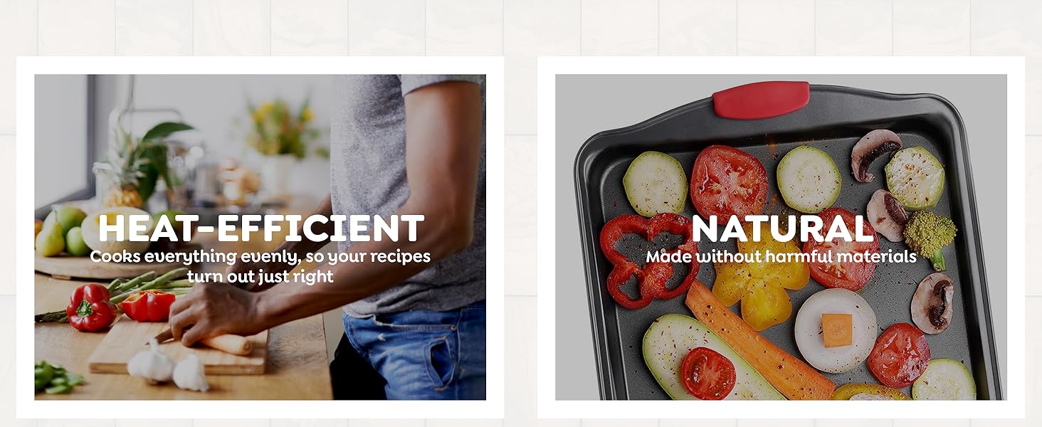 Baking Sheet Set, 3-Piece Cookie Sheet Set with Silicone Handles, Steel Baking Pans Set, Durable Baking Sheets for Oven, BPA Free Cookie Sheets for Baking Nonstick Set, Sheet Pan - Black Baking Pan