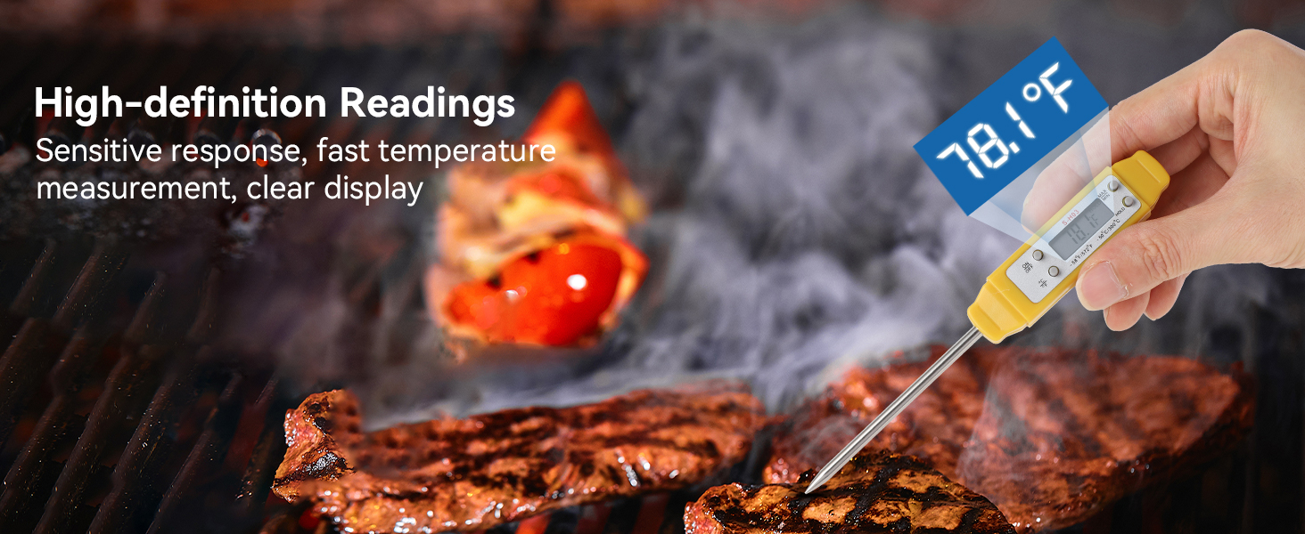 Akozon Digital Food Thermometer Automatic Calibration Pen High Accuracy Electronic Pocket Thermometer Yellow Home and Family Appliance and Decor