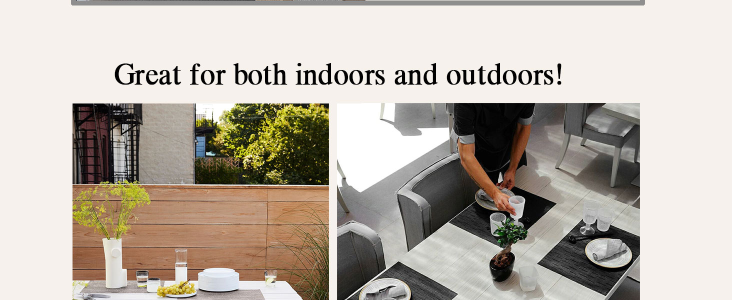 Placemats Set of 4 - Easy Clean Woven Vinyl Placemats for Dining Table, Indoor/Outdoor Place Mats, Washable PVC Table Mats（Caramel）