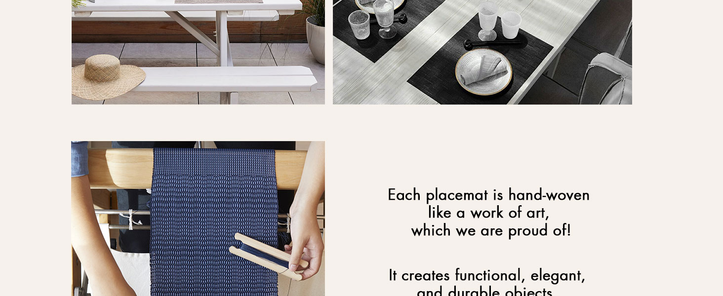 Placemats Set of 4 - Easy Clean Woven Vinyl Placemats for Dining Table, Indoor/Outdoor Place Mats, Washable PVC Table Mats（Caramel）