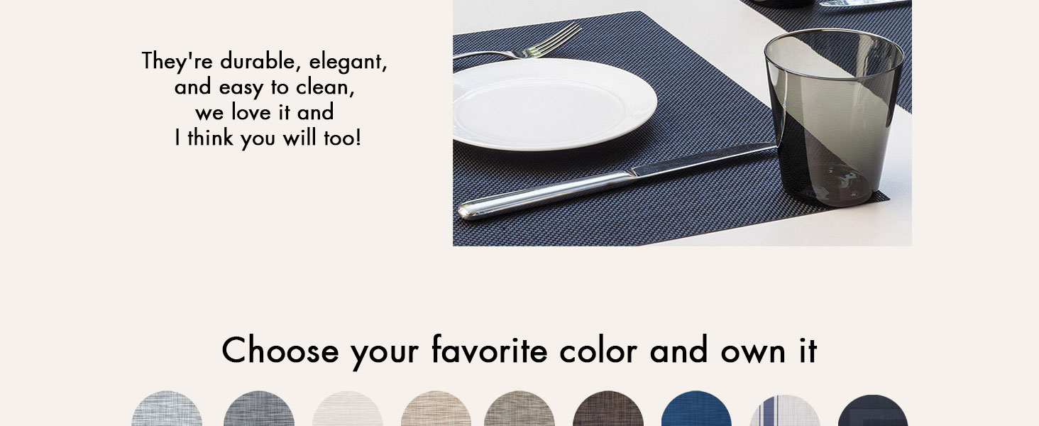 Placemats Set of 4 - Easy Clean Woven Vinyl Placemats for Dining Table, Indoor/Outdoor Place Mats, Washable PVC Table Mats（Caramel）