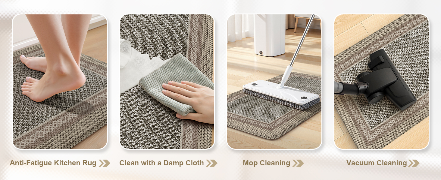 Kitchen Mats for Floor 2 Piece,Kitchen Floor Mats Cushioned Anti Fatigue,Farmhouse Kitchen Rugs Non Slip,Memory Foam Kitchen Mat for Kitchen Decor Office Laundry,Brown