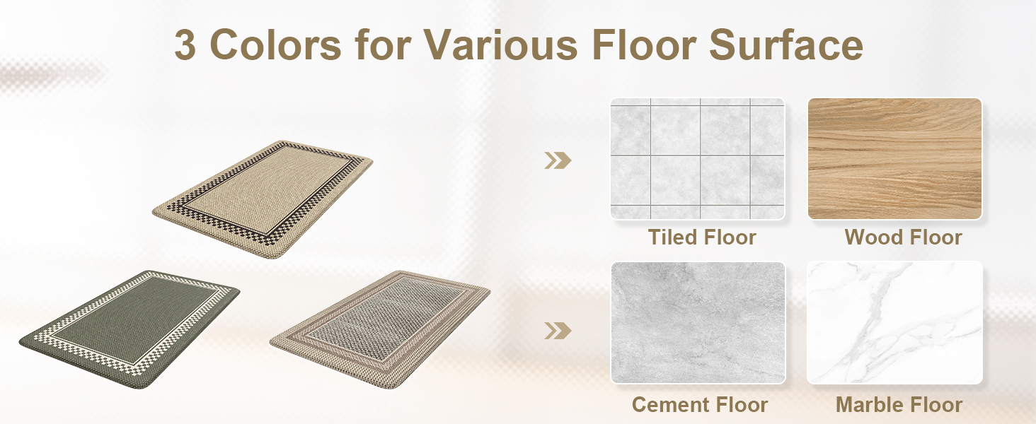 Kitchen Mats for Floor 2 Piece,Kitchen Floor Mats Cushioned Anti Fatigue,Farmhouse Kitchen Rugs Non Slip,Memory Foam Kitchen Mat for Kitchen Decor Office Laundry,Brown