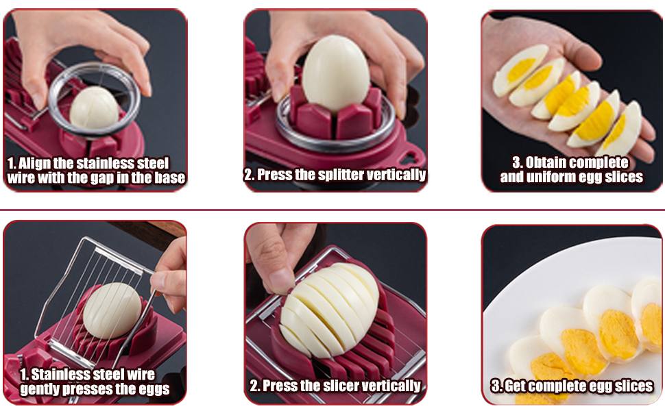 2 In 1 Multi-purpose Kitchentool Cutter Egg Boiled Egg Slicer, Can Be Used to Cut Hard-boiled Eggs cheese Fruit Strawberry Mushroom Kiwis (2PCS)
