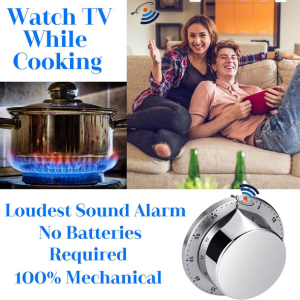 Kitchen Timers for Cooking, Chef Cooking Timer Clock with Loud Alarm - Magnetic Backing 100% Mechanical Desk Timer - No Batteries Required, Countdown Reminder Magnetic - Exquisite Stainless Steel Body