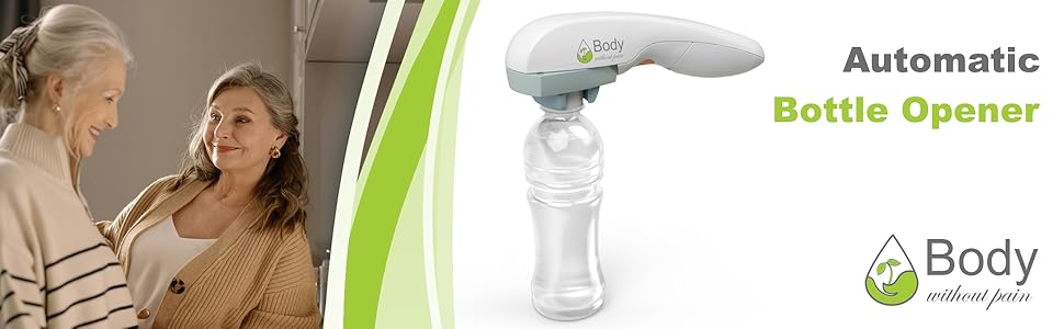 Electric Bottle Opener for Seniors - Automatic Solution for Easy Opening of Water Bottles. Ideal for Weak Hands or Those with Arthritis. Perfect for Soda, Milk, Juice. Battery Powered.