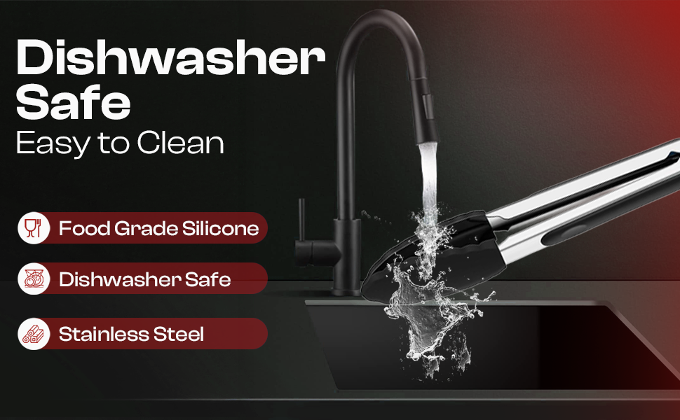 Pack of 3 Stainless Steel Kitchen Tongs with Silicone Tips – Non-Stick Cooking, Grilling & BBQ Tongs for Serving, Dishwasher Safe, 7